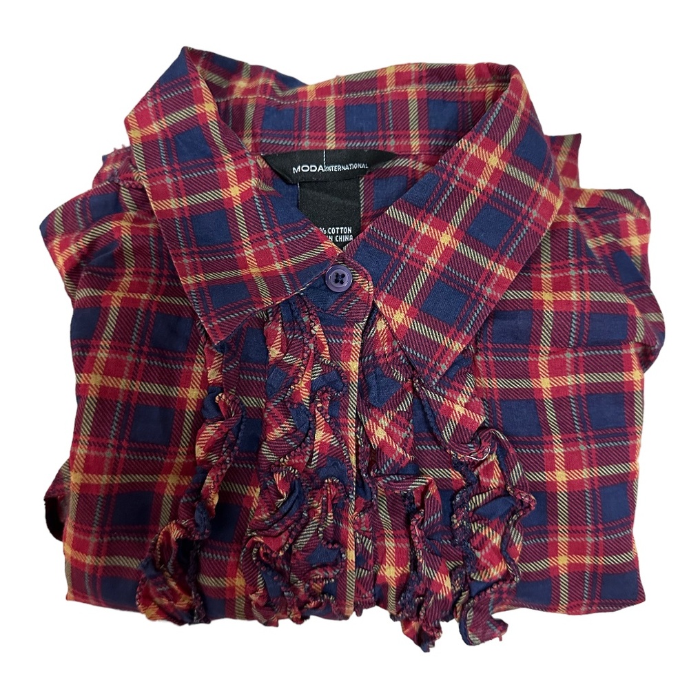 Moda International Ruffles Button Up - image 3